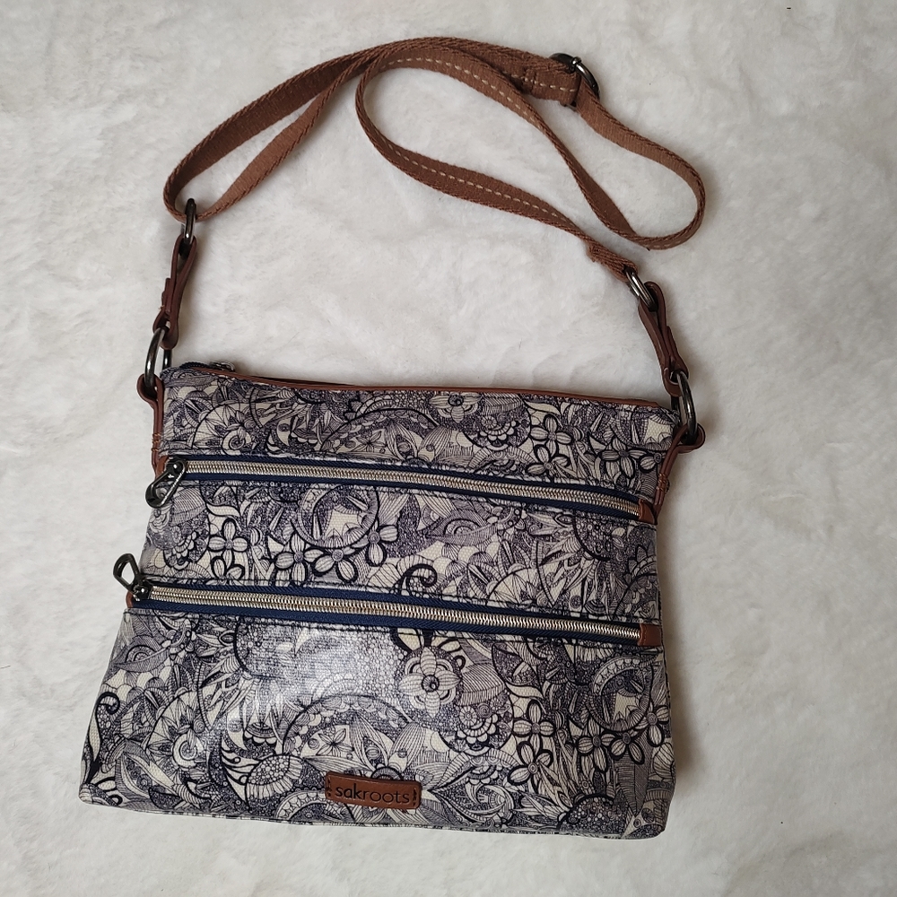 Sakroots Navy Floral Crossbody Bag